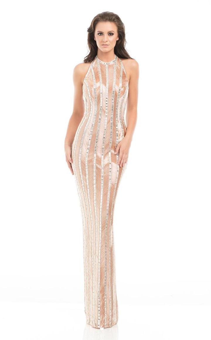Johnathan Kayne - 7061 Shimmering Sequin Patterned Evening Gown