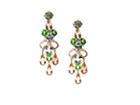 Tresor Collection - 18k Yellow Gold, Multicolor Sapphire And Diamond Earrings