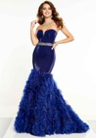 Panoply - 14871 Strapless Fitted Floral Ruffled Evening Gown