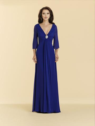 Rina Di Montella - Rd2028 Brooch Accented Angel Sleeve Chiffon Gown