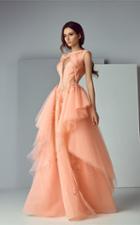 Saiid Kobeisy - 3164 Illusion Applique Ruffled Gown