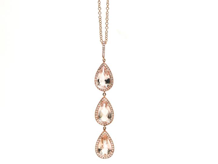 Tresor Collection - Morganite And Diamond Triple Dangle Pendant