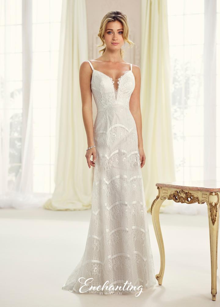 Enchanting By Mon Cheri - 217113 Lace Deep V-neck Wedding Gown