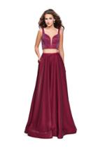 La Femme - 25939 Two Piece Deep V-neck A-line Dress