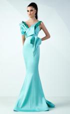 Mnm Couture - Ruffled V-neck Couture Dress G0725