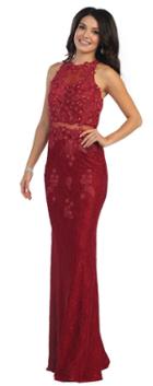 May Queen - Mq1224 Bead Embellished Sheer Evening Gown