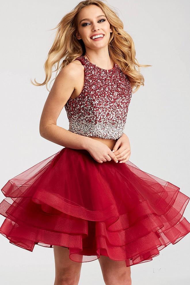 Jovani - Jvn55227 Beaded Halter Neck A-line Dress