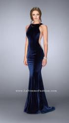 La Femme - Svelte Velvet Mermaid Long Evening Gown 24605