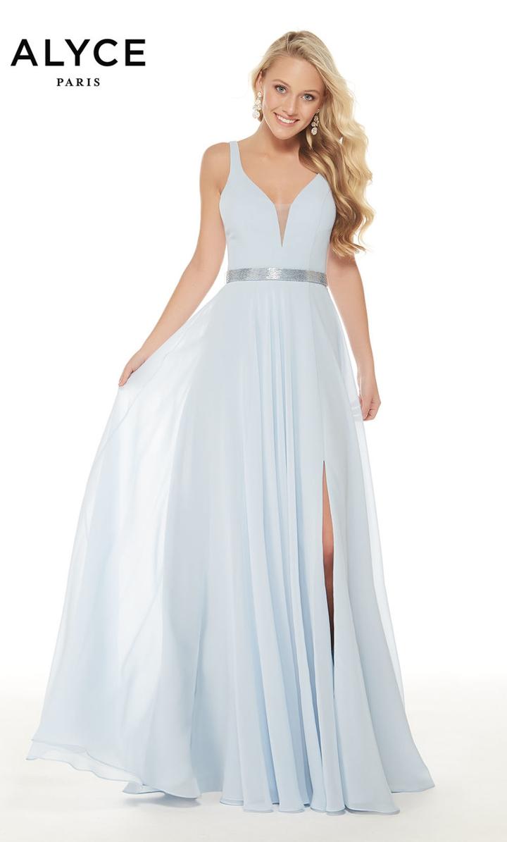 Alyce Paris - 60247 Plunging V-neck High Slit Chiffon Gown