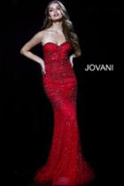 Jovani - 37582 Embellished Strapless Sweetheart Sheath Dress