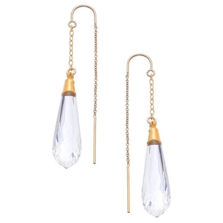 Heather Hawkins - Chandelier Crystal Quartz Thread Thru Earrings