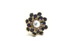 Tresor Collection - Blue Sapphire, White Sapphire And Pearl Flower Ring In 18k Yellow Gold