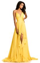Johnathan Kayne - 8000 Side Ruffled Plunging Ruched Dress