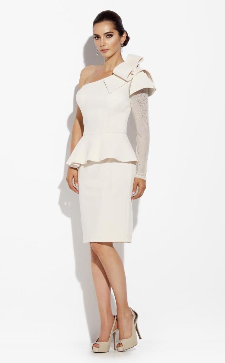 Jolene Collection - 14005 Asymmetrical Bow Accented Dress
