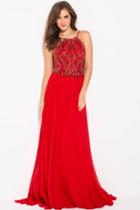 Jovani - 59076 Adorned Halter Strap Chiffon A-line Gown