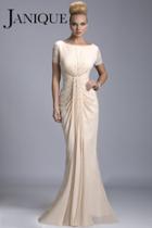 Janique - Ruched And Beaded Chiffon Gown 3302