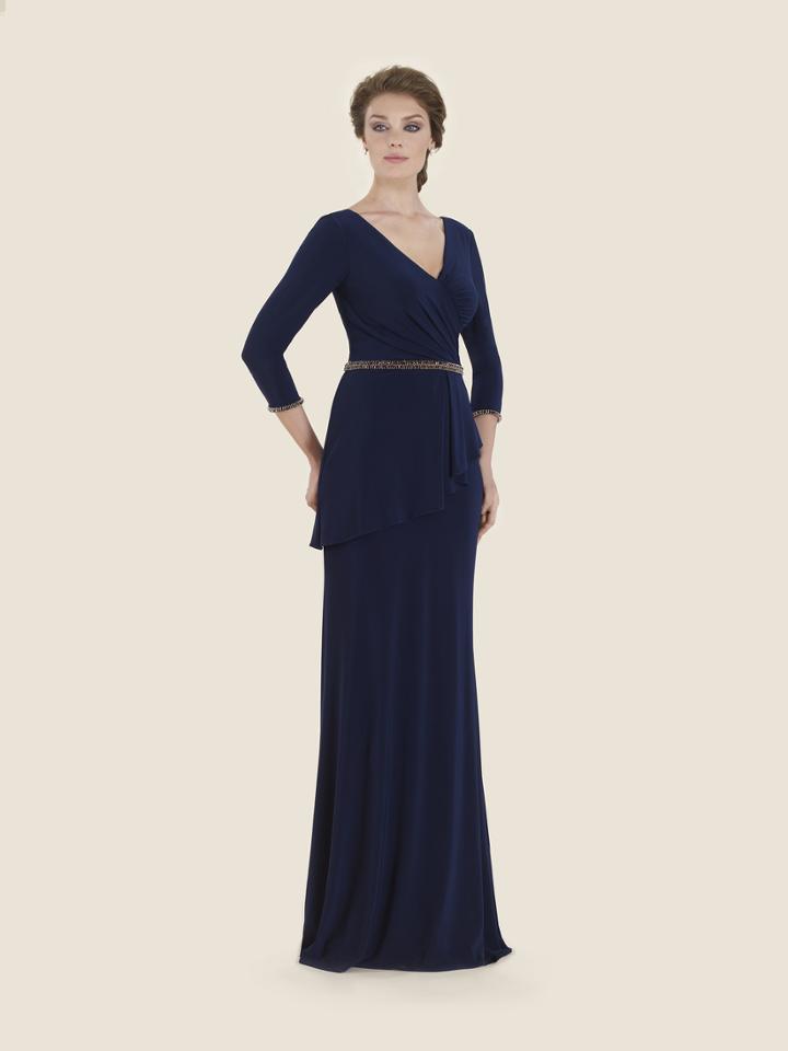 Rina Di Montella - Rd2520 Fitted V-neck Evening Dress With Peplum