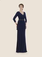 Rina Di Montella - Rd2520 Fitted V-neck Evening Dress With Peplum