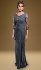 Rina Di Montella - Rd1904 Jewel Ornate Illusion Sleeve Pleated Gown