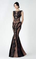 Saiid Kobeisy - Embroidered Illusion Bateau Neck Dress 2941