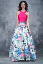 Nina Canacci - 1370 Multi-colored Printed Halter A-line Dress