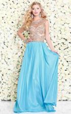 Shail K - Strikingly Embellished Jewel Illusion A-line Long Gown 4033