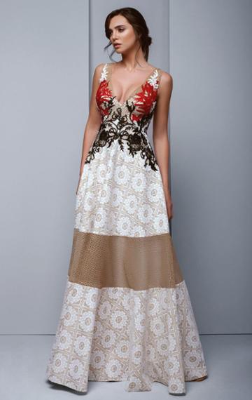 Beside Couture By Gemy - Bc1328 Embellished Plunging A-line Evening Dress