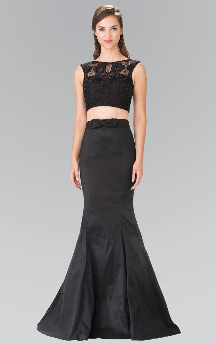 Elizabeth K - Embellished Bateau Neck Lace Mermaid Dress Gl2354