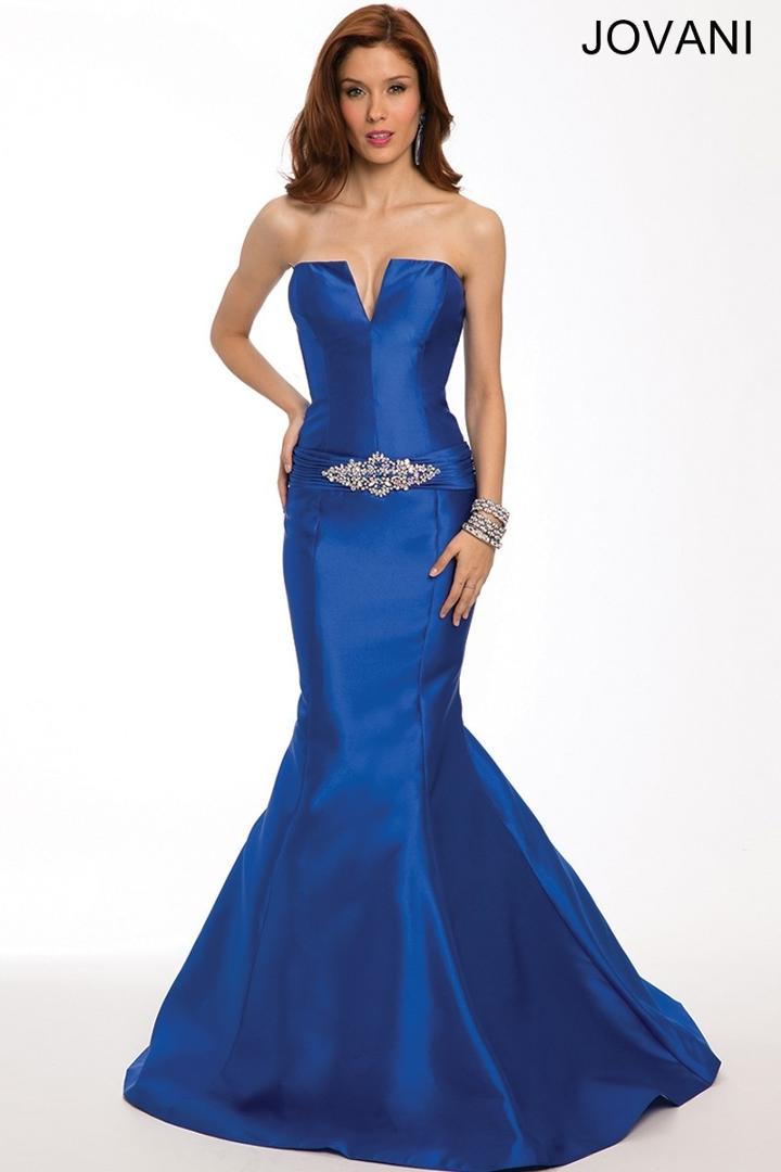 Jovani - 99028 Embellished V-neck Mermaid Dress With Train