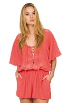 Caffe Swimwear - Short Lace Up Plunge Romper Vp1715