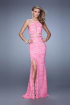 La Femme - 21314 Sheer Lace Sheath Dress