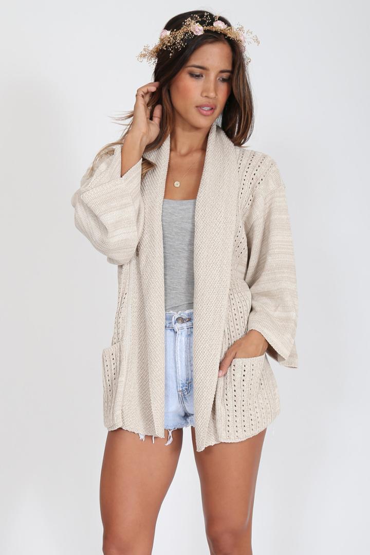 Goddis - Tanner Open Knit Kimono In Froth
