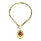 Ben-amun - Royal Charm Ruby Stone Locket Gold Necklace