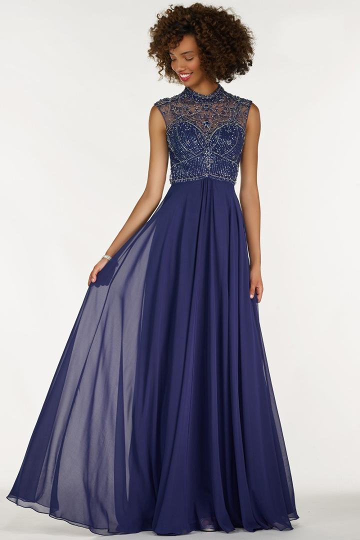 Alyce Paris - 1140 Cap Sleeve Illusion High Neck Crystalline Gown