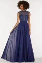 Alyce Paris - 1140 Cap Sleeve Illusion High Neck Crystalline Gown