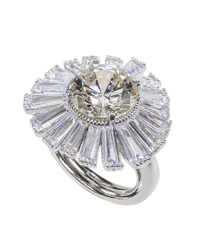 Cz By Kenneth Jay Lane - Canary And Baguette Cz Ring