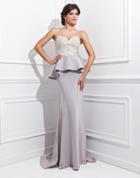 Tb Evenings By Mon Cheri - Tbe21433 Long Dress In Silver