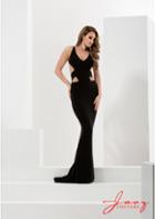 Jasz Couture - V Neck Cut Outs Long Dress 5802