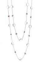 Tresor Collection - Calcidoni & Amethyst Long Necklace In 18k Yellow Gold