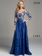 Lara Dresses - Embellished Long Sleeve Bateau Neck Long A-line Gown 33209