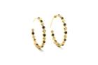 Tresor Collection - Rose Cut Champaign Diamond & Sapphire Hoop Earrings In Yellow Gold