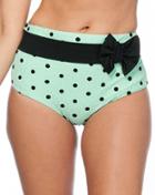Nicolita Swimwear - Vavoom High Waist Bikini Bottom With Bow Belt Mint With Black Polka Dot