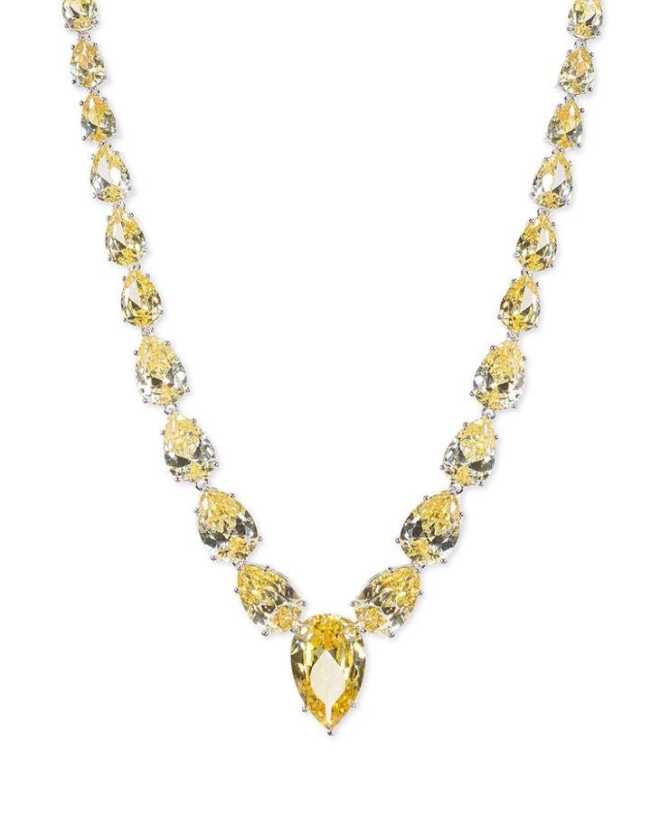 Cz By Kenneth Jay Lane - Canary Yellow Pear Necklace