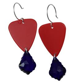 Femme Metale Jewelry - Guitar Pick Earrings Red Blue