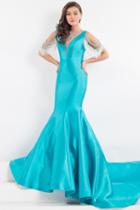 Rachel Allan Prima Donna - 5971 Embellished Sleeves Mermaid Gown