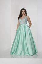 Tiffany Homecoming - 16315 Beaded V-neck Satin Ballgown