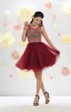 May Queen - Embellished Scoop Illusion Babydoll Tulle Dress Mq1462