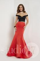 Studio 17 - 12678 Two Piece Beaded Off-shoulder Satin Trumpet Dress