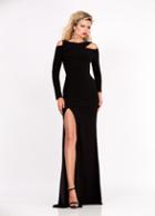 Ashley Lauren - 1161 Long Sleeve Bateau Matte Jersey Sheath Dress