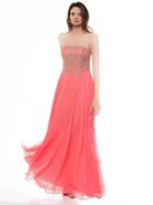 Glow By Colors - G634 Embellished Straight Neck A-line Dress